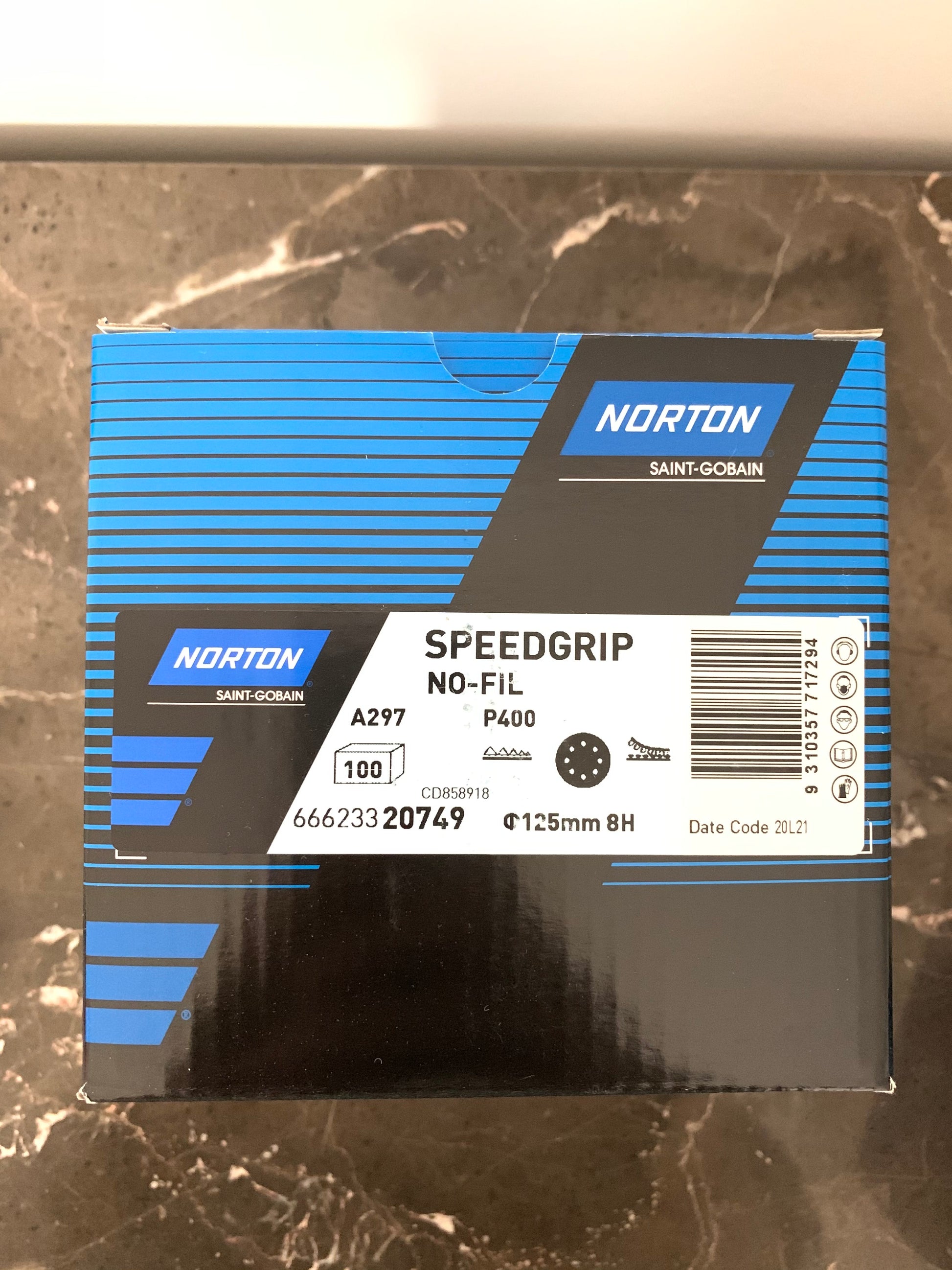 Pack of 50 - Norton Speedgrip 125mm P400 sanding disc